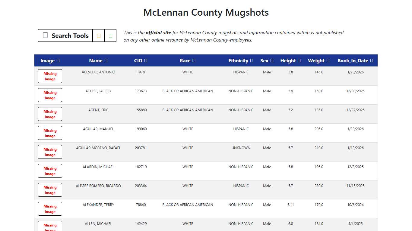 McLennan County Mugshots Application