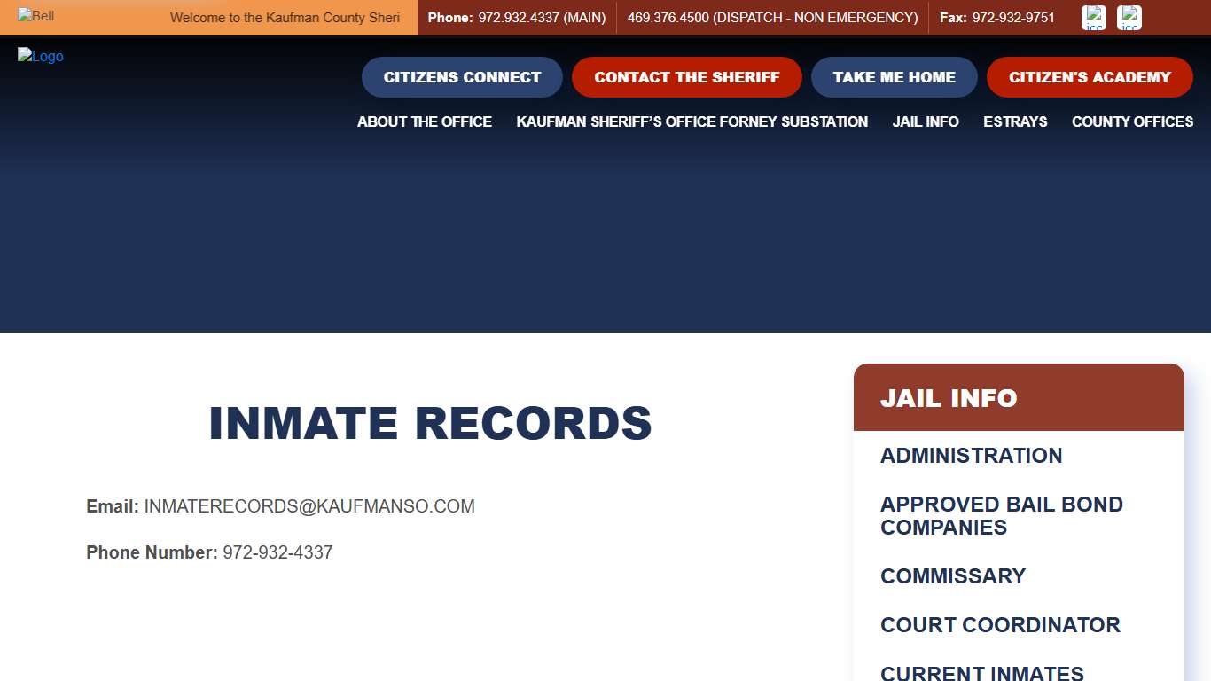 Inmate Records Kaufman CO. Sheriff